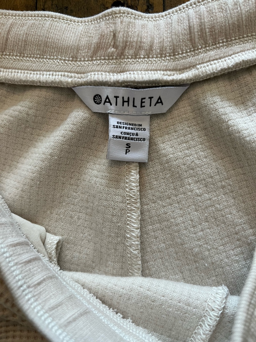 Athleta Tranquil Mid Rise Waffle Jogger Cream Lounge Pants Women’s Small Petite - Picture 4 of 9